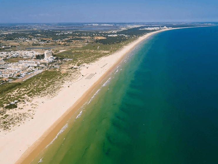 Monte Gordo beach aerial view